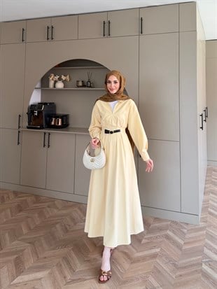 Lunelle Kemerli Elbise ButtterYellow (4508)