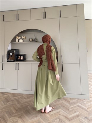 Lunelle Kemerli Elbise Haki (4508)