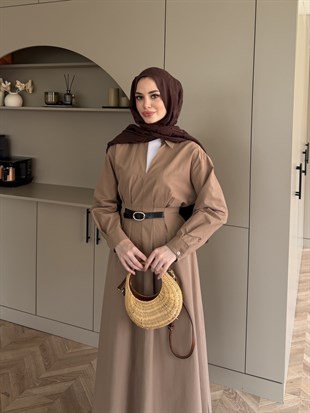 Lunelle Kemerli Elbise Vizon (4508)