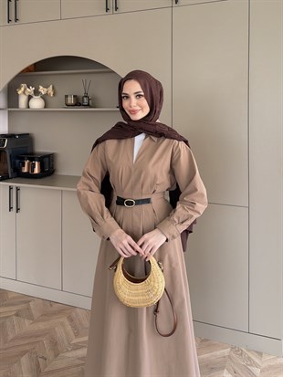 Lunelle Kemerli Elbise Vizon (4508)