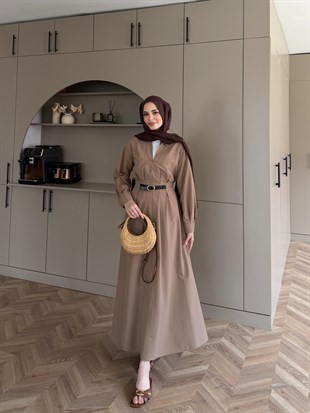 Lunelle Kemerli Elbise Vizon (4508)