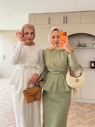 Lureks Nakışlı Pantolon Takım Beyaz (5778)