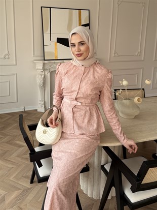 Lureks Nakışlı Pantolon Takım Pudra (5778)