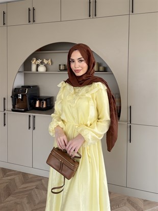 Lushe Fırfır Detaylı Elbise ButterYellow (26169)