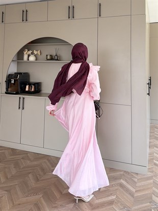 Lushe Fırfır Detaylı Elbise Pembe (26169)