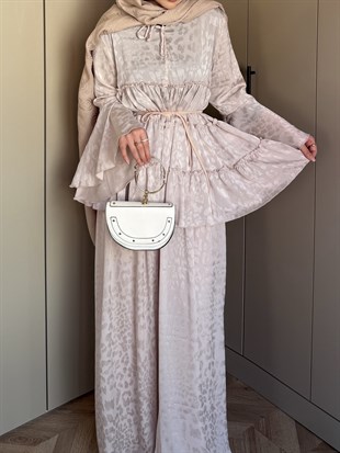 Luxe Leoapar Desen Şifon Takım Bej (3032)