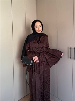 Luxe Leoapr Desen Şifon Takım Kahve (3032)