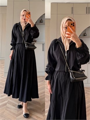 Magie Fermuarlı Etekli Takım Siyah (4580)