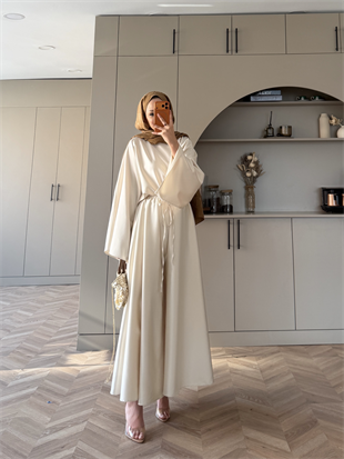 Mahsa Saten Etekli Takım Bej (2361)