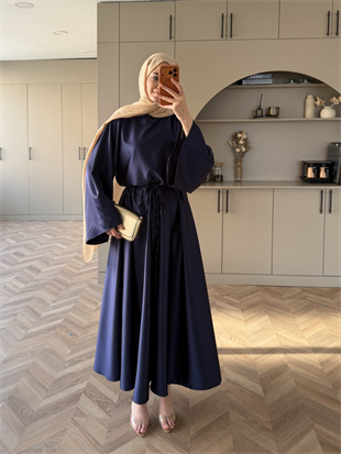 Mahsa Saten Etekli Takım Lacivert (2361)