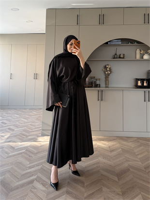 Mahsa Saten Etekli Takım Siyah (2361)