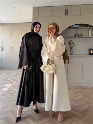 Mahsa Saten Etekli Takım Siyah (2361)