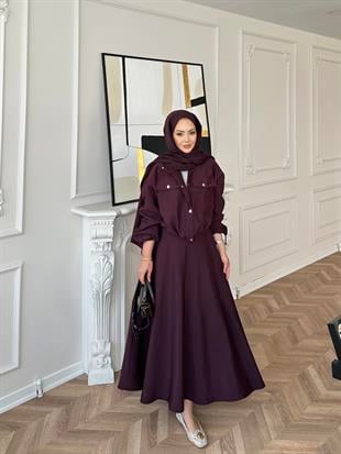 Maison Ceketli Etekli Takım Mürdüm 