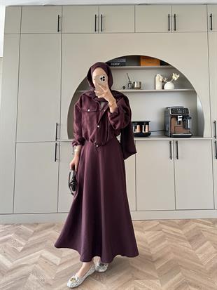 Maison Ceketli Etekli Takım Mürdüm 