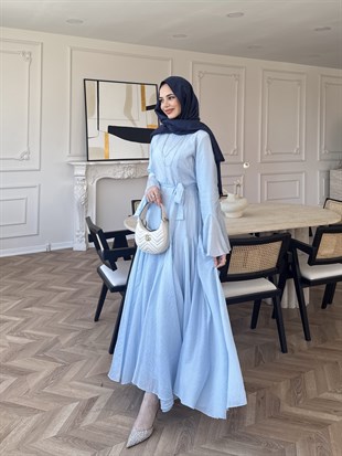 Maldiv Fırfırlı Elbise Bebe Mavisi (228)