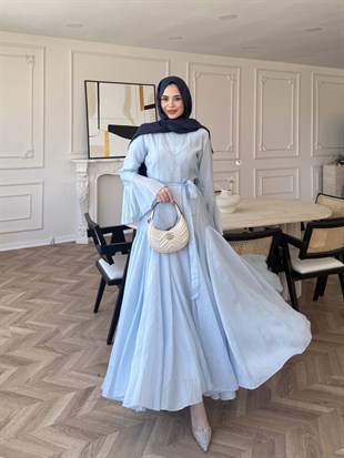 Maldiv Fırfırlı Elbise Bebe Mavisi (228)