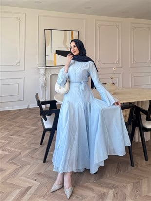 Maldiv Fırfırlı Elbise Bebe Mavisi (228)
