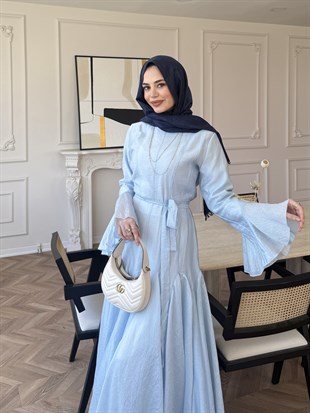 Maldiv Fırfırlı Elbise Bebe Mavisi (228)