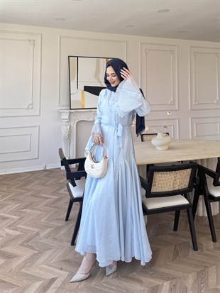 Maldiv Fırfırlı Elbise Bebe Mavisi (228)