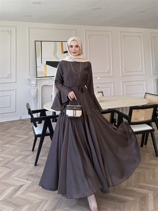 Maldiv Fırfırlı Elbise Kahverengi (228)