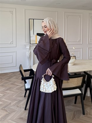Maldiv Fırfırlı Elbise Mürdüm (228)