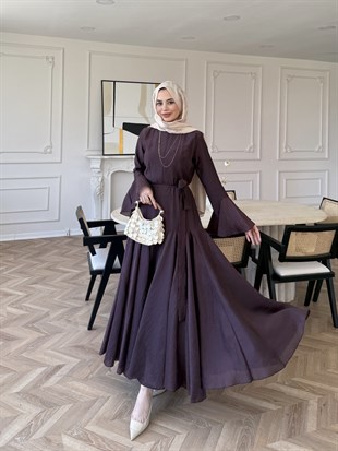 Maldiv Fırfırlı Elbise Mürdüm (228)