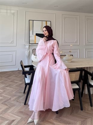 Maldiv Fırfırlı Elbise Pembe (228)