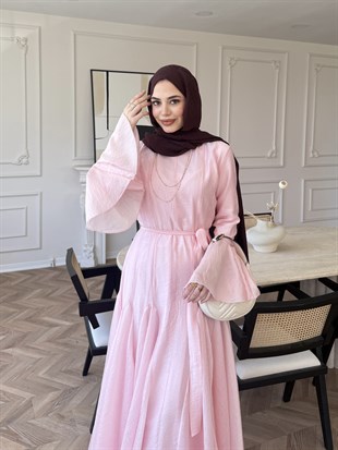 Maldiv Fırfırlı Elbise Pembe (228)