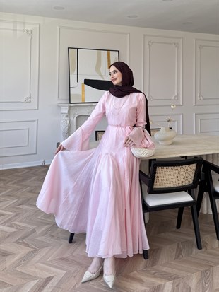 Maldiv Fırfırlı Elbise Pembe (228)