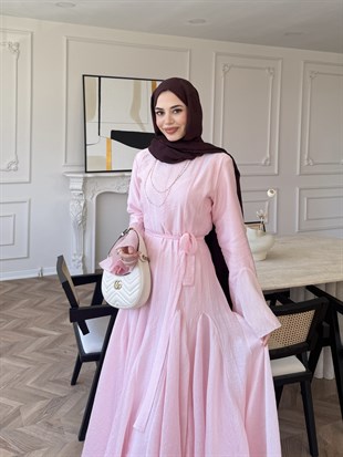 Maldiv Fırfırlı Elbise Pembe (228)