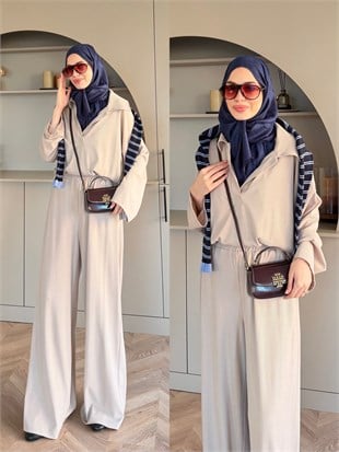 Mantra Polo Yaka Pantolonlu Takım Bej (4593)