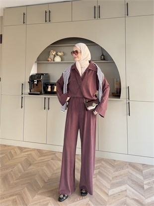 Mantra Polo Yaka Pantolonlu Takım Mürdüm (4593)