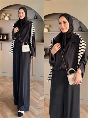 Mantra Polo Yaka Pantolonlu Takım Siyah (4593)