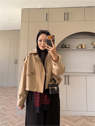 Marais Düğme Detaylı Trençkot Camel (0059)