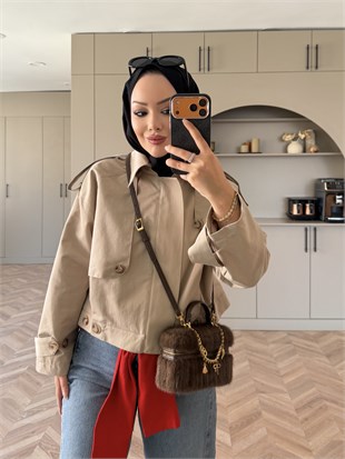 Marais Düğme Detaylı Trençkot Kum (0059)