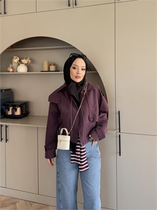 Marais Düğme Detaylı Trençkot Mürdüm (0059)