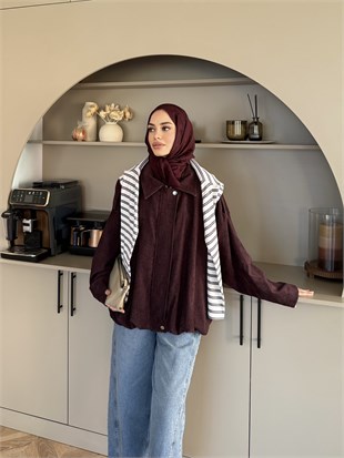 Liray Kadife Bomber Ceket Bordo (4563)