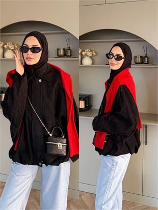 Maren Kadife Bomber Ceket Siyah (4563)