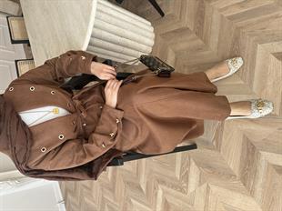 Margret Süet Etekli Takım Kahverengi