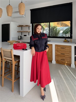 Marin Yaka Detaylı Ceket Lacivert (4599)