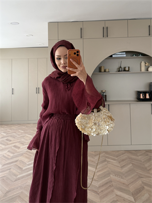 Marine Bağlamalı Etekli Takım Bordo (5740)