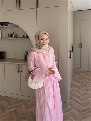 Marine Bağlamalı Etekli Takım Pembe (5740)