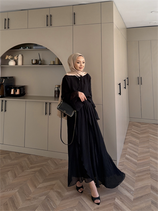 Marine Bağlamalı Etekli Takım Siyah (5740)