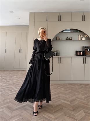 Marine Bağlamalı Etekli Takım Siyah (5740)