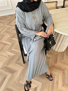 Marissa Triko Elbise Gri