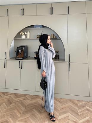 Marissa Triko Elbise Gri