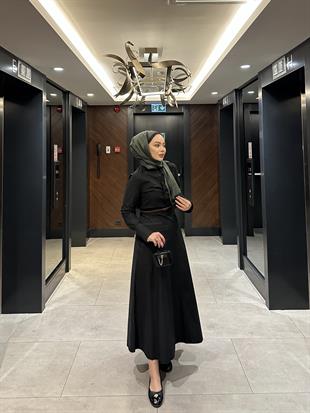 Maron Keten Elbise Siyah