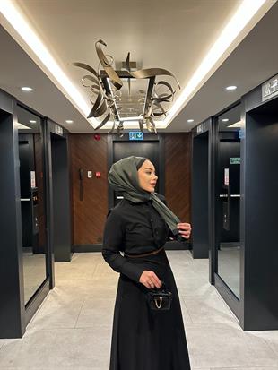 Maron Keten Elbise Siyah