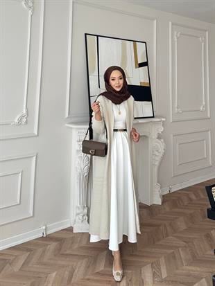 Marsel Angora Uzun Hırka Bej