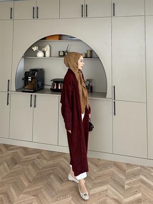 Marsel Angora Uzun Hırka Bordo